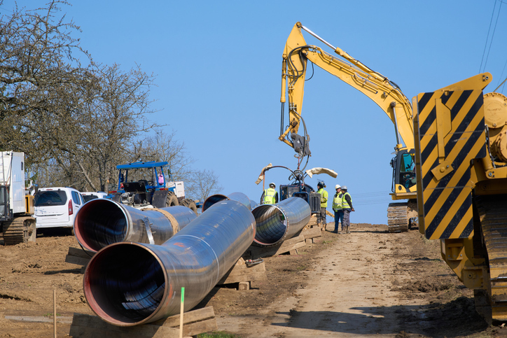 Pipeline-Baustelle für Gas- und Wasserstoffversorgung in Süddeutschland